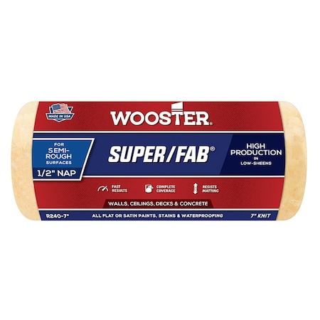 Wooster 7" Paint Roller Cover, 1/2" Nap Nap, Knit Fabric R240